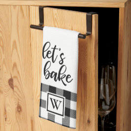 Laten we Bake Buffalo Pset Monogram Black White Theedoek