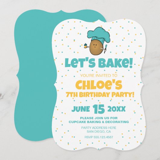 Laten we bakken! Bakkersfeest van kind Kaart (Voorkant / Achterkant)