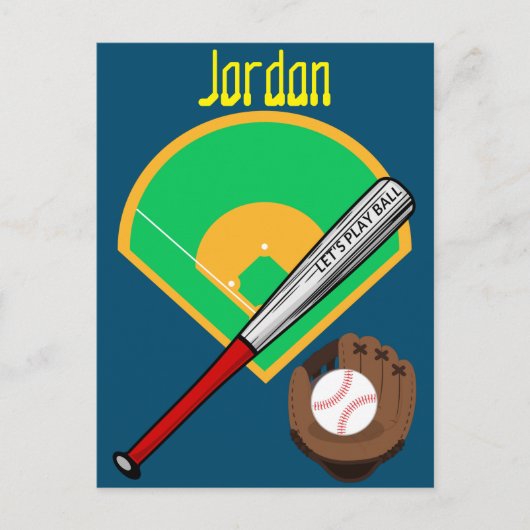 "Laten we bal spelen" Baseball Briefkaart (Voorkant)