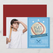 Laten we Ball Baseball Birthday Fotouitnodiging af Kaart (Voorkant / Achterkant)