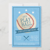 Laten we Ball Blue Baseball Verjaardag uitnodiging (Voorkant)