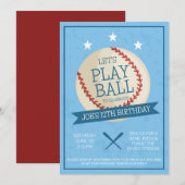 Laten we Ball Blue Baseball Verjaardag uitnodiging (Voorkant / Achterkant)