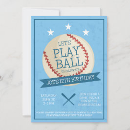 Laten we Ball Blue Baseball Verjaardag uitnodiging
