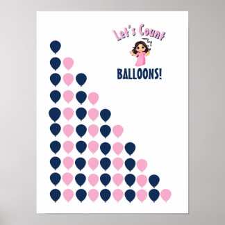 Laten we ballonnen tellen! Kleurrijke getallen ler Poster