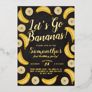 Laten we Bananas Birthday gaan Folie Uitnodiging