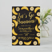 Laten we Bananas Birthday gaan Folie Uitnodiging (Staand Voorkant)