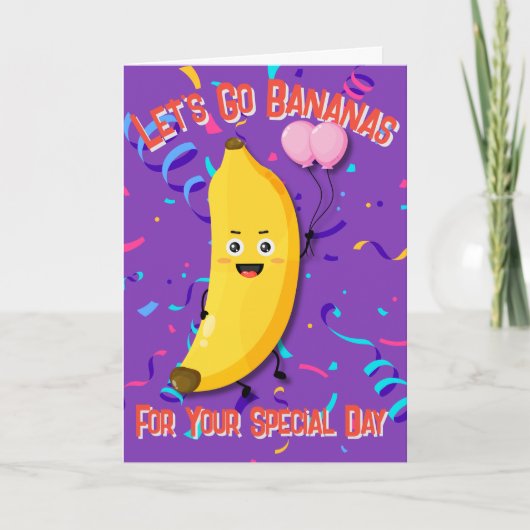 Laten we Bananas Birthday gaan Kaart (Voorkant)