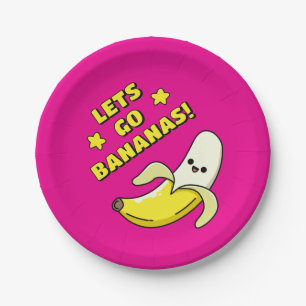 Laten we bananas gaan! papieren bordje