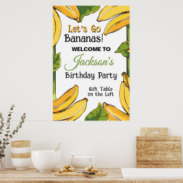 Laten we Bananen Feest Vieren Verjaardagsfeestje v Poster