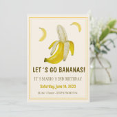 Laten we bananen gaan, Banana verjaardagsuitnodigi Kaart (Staand voorkant)