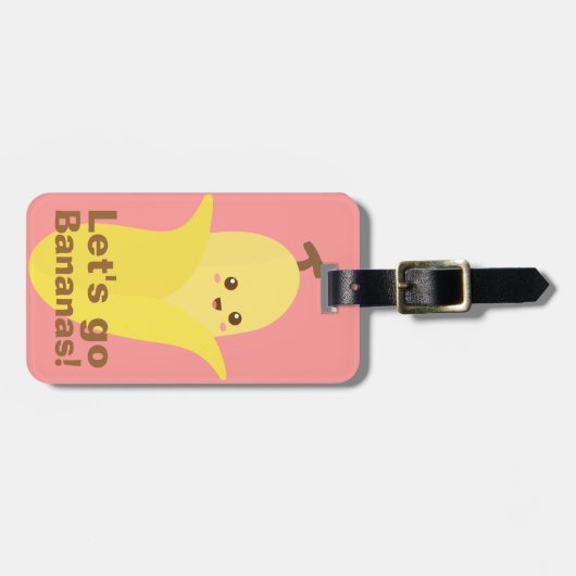 Laten we Bananen gaan met deze schattige en gelukk Bagagelabel (Voorkant horizontaal)