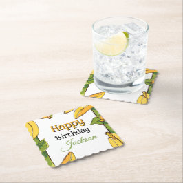 Laten we Bananen Gaan Verjaardagsfeestje Elke Leef Kartonnen Onderzetters