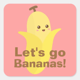Laten we bananen gaan! vierkante sticker