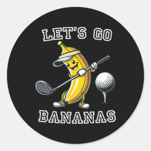 Laten we Bananen Golfen Met Grappige Banaan Golfer Ronde Sticker