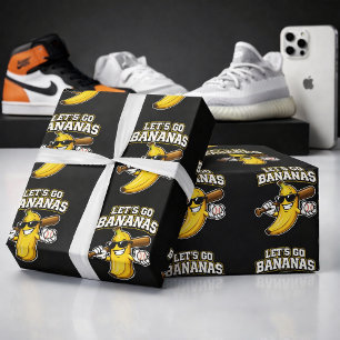 Laten we Bananen Retro Honkbal Banaan Grappig Cadeaupapier