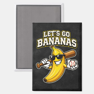 Laten we Bananen Retro Honkbal Banaan Grappig Magneet