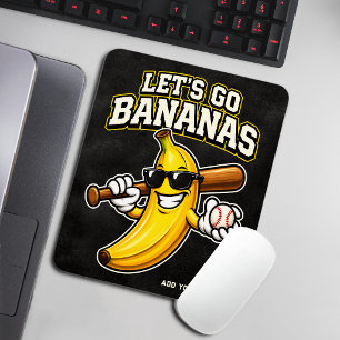 Laten we Bananen Retro Honkbal Banaan Grappig Muismat