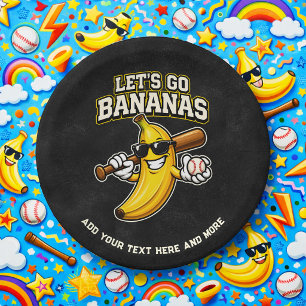 Laten we Bananen Retro Honkbal Banaan Grappig Papieren Bordje