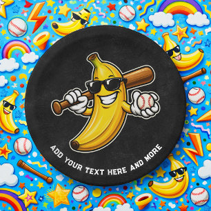 Laten we Bananen Retro Honkbal Banaan Grappig Papieren Bordje