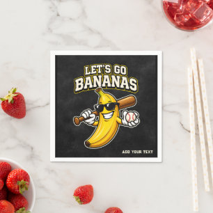 Laten we Bananen Retro Honkbal Banaan Grappig Servet
