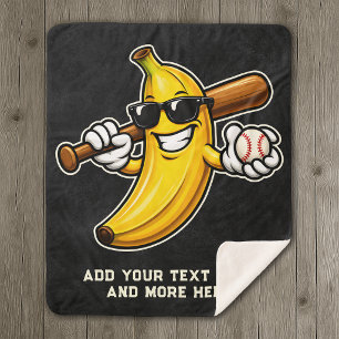 Laten we Bananen Retro Honkbal Banaan Grappig Sherpa Deken