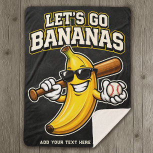 Laten we Bananen Retro Honkbal Banaan Grappig Sherpa Deken