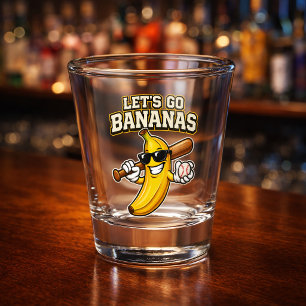 Laten we Bananen Retro Honkbal Banaan Grappig Shot Glas