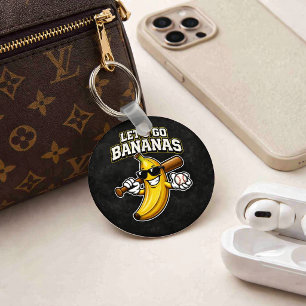 Laten we Bananen Retro Honkbal Banaan Grappig Sleutelhanger