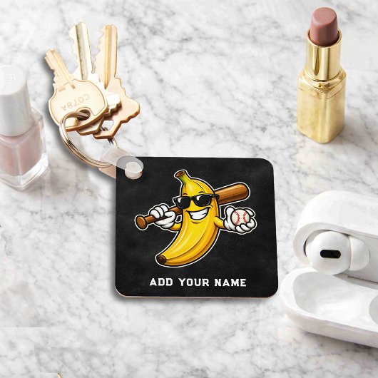 Laten we Bananen Retro Honkbal Banaan Grappig Sleutelhanger