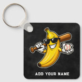 Laten we Bananen Retro Honkbal Banaan Grappig Sleutelhanger (Voorkant)