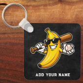 Laten we Bananen Retro Honkbal Banaan Grappig Sleutelhanger (Voorkant)