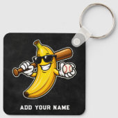 Laten we Bananen Retro Honkbal Banaan Grappig Sleutelhanger (Achterkant)