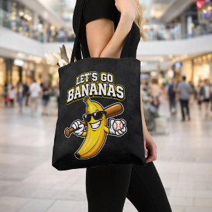 Laten we Bananen Retro Honkbal Banaan Grappig spel Tote Bag