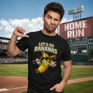 Laten we Bananen Retro Honkbal Banaan Grappig T-shirt