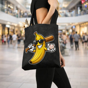 Laten we Bananen Retro Honkbal Banaan Grappig Tote Bag