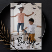 Laten we Batty Halloween Bats Foto Card halen