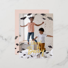 Laten we Batty pakken! Halloween Bats Folie Feestdagen Briefkaart