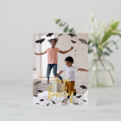 Laten we Batty pakken! Halloween Bats Folie Feestdagen Briefkaart (Staand Voorkant)