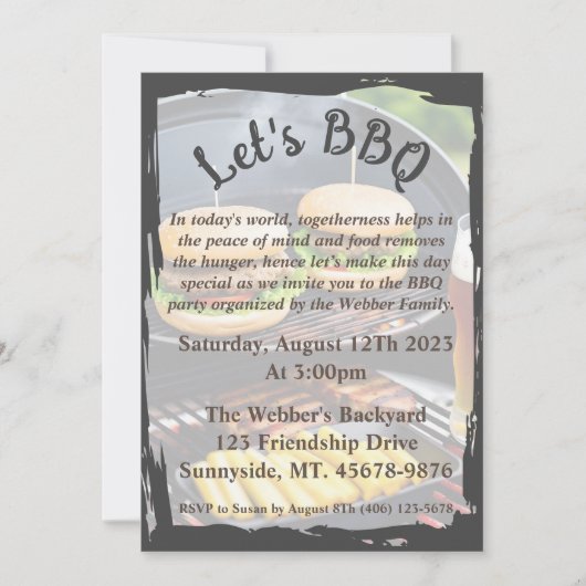 Laten we BBQ Flat Invitation 5x7 Kaart (Voorkant)