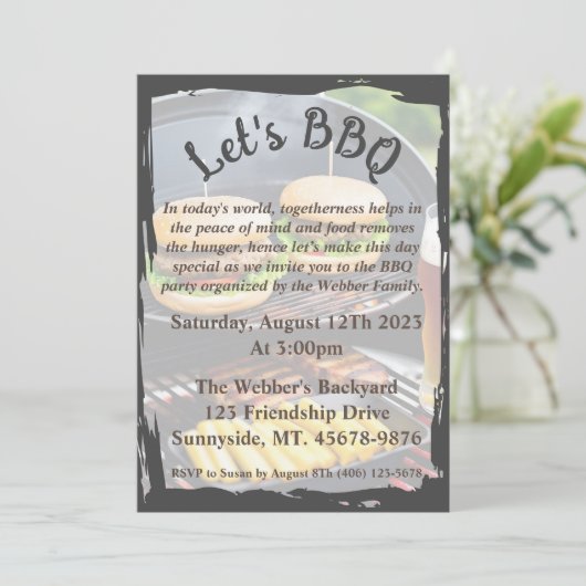 Laten we BBQ Flat Invitation 5x7 Kaart (Staand voorkant)