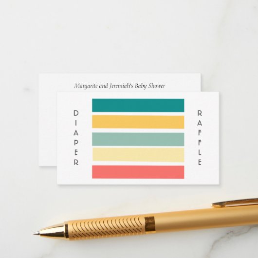 Laten we Beachy veelkleurige luier Raffle Informatiekaartje (Voorkant / Achterkant in situ)