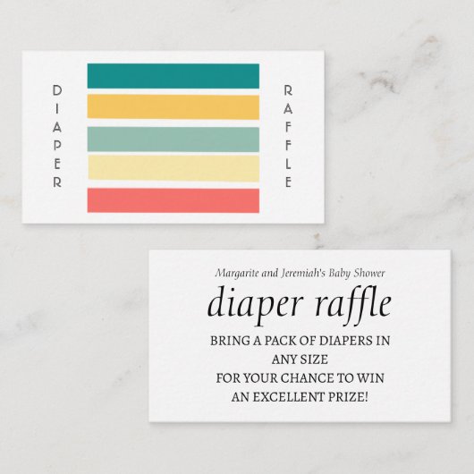 Laten we Beachy veelkleurige luier Raffle Informatiekaartje (Voorkant / Achterkant)