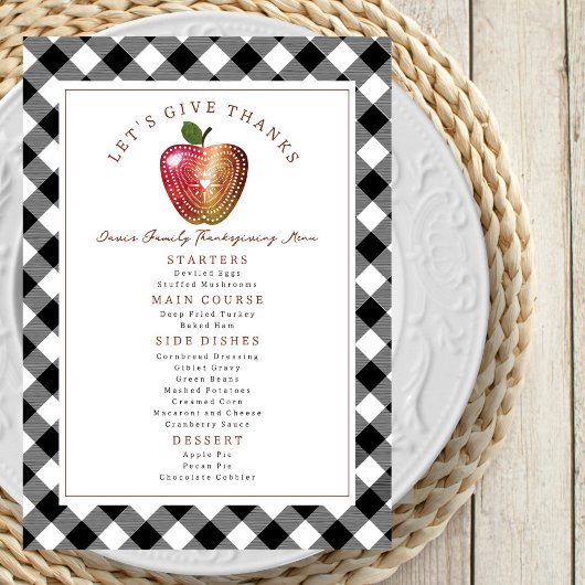 Laten we Bedankt Apple Plaid Thanksgiving geven Menu