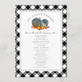 Laten we Bedankt Blue Gourd Plaid Thanksgiving gev Menu (Voorkant)