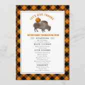 Laten we Bedankt Buffalo Plaid Bison Thanksgiving  Menu (Voorkant)