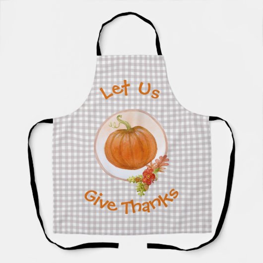 Laten we Bedankt geven - pompoen en bloemen Schort (Voorkant)