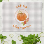 Laten we Bedankt geven - pompoen en bloemen Theedoek (Gevouwen)