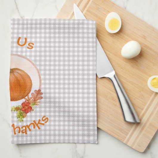 Laten we Bedankt geven - pompoen en bloemen Theedoek (Quarter Fold)