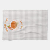 Laten we Bedankt geven - pompoen en bloemen Theedoek (Horizontaal)