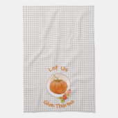 Laten we Bedankt geven - pompoen en bloemen Theedoek (Verticaal)